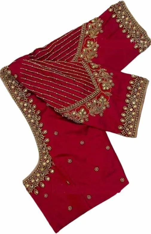 Embroidered Silk Saree Blouse Luxury Wear